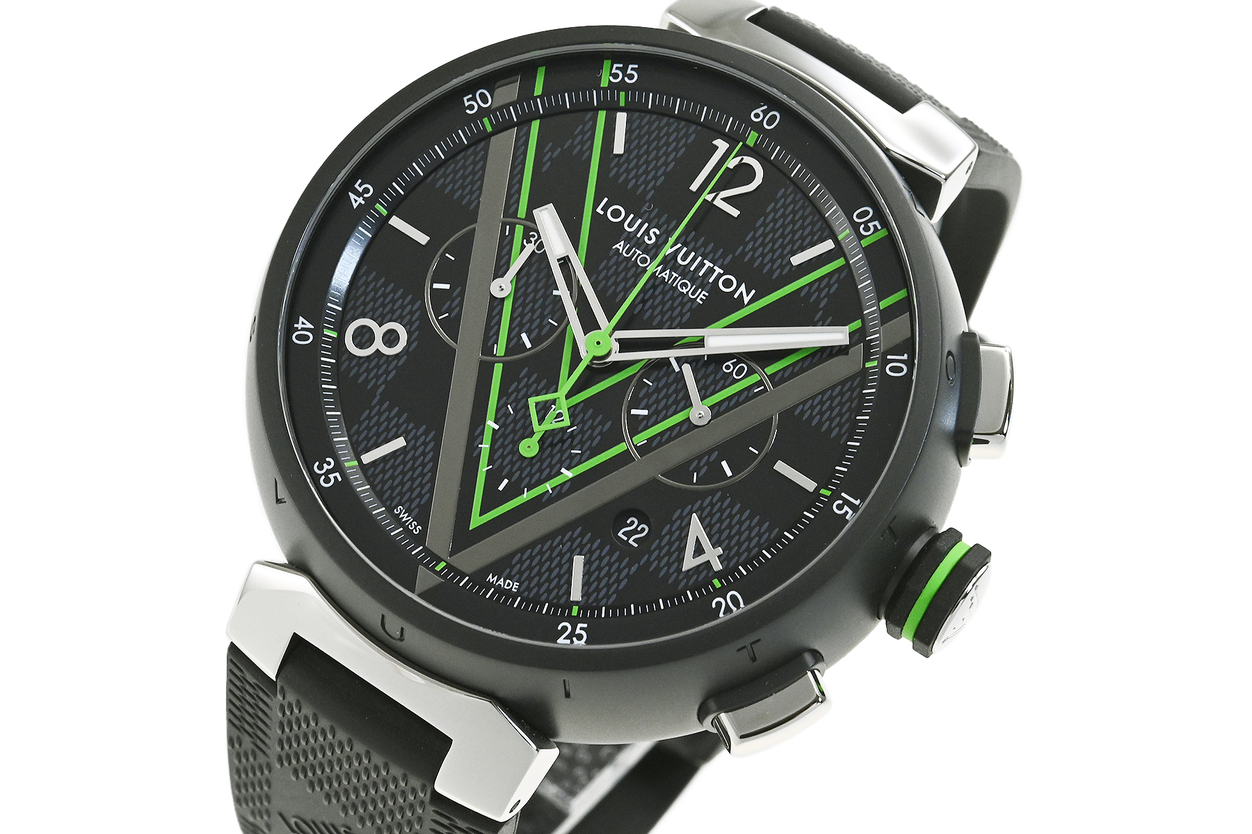 タンブール オトマティック クロノグラフ ダミエ グラフィット レース Ref.QA130Z 品 メンズ 腕時計