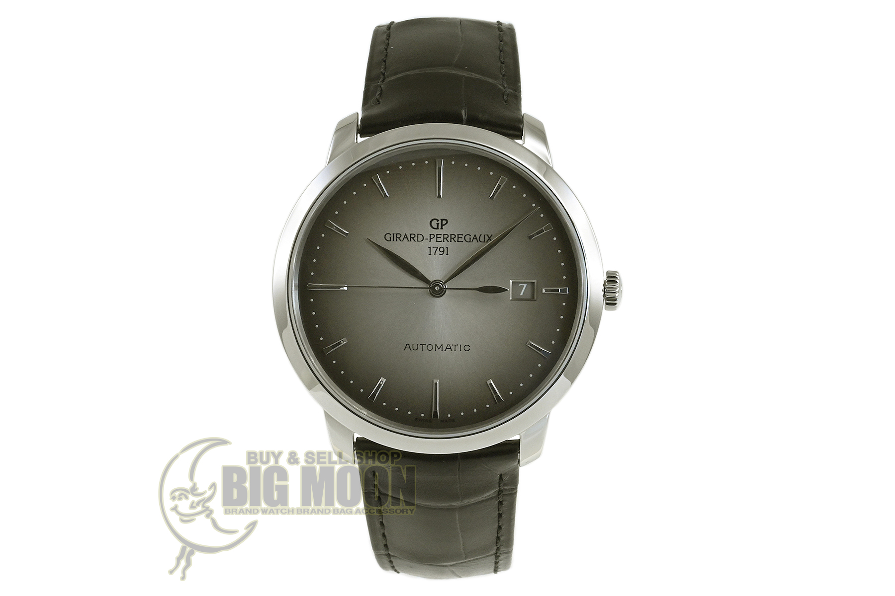 GIRARD-PERREGAUX 49655-11-231-BB6A トラベラームーンフェイズ&GMT 腕時計 SS 革 メンズ