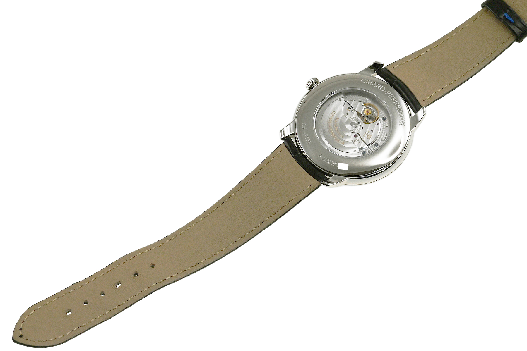 GIRARD-PERREGAUX 49655-11-231-BB6A トラベラームーンフェイズ&GMT 腕時計 SS 革 メンズ